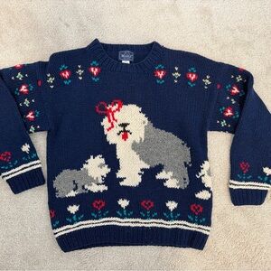 Vintage Woolrich 100% Wool Dog Sweater Size Large